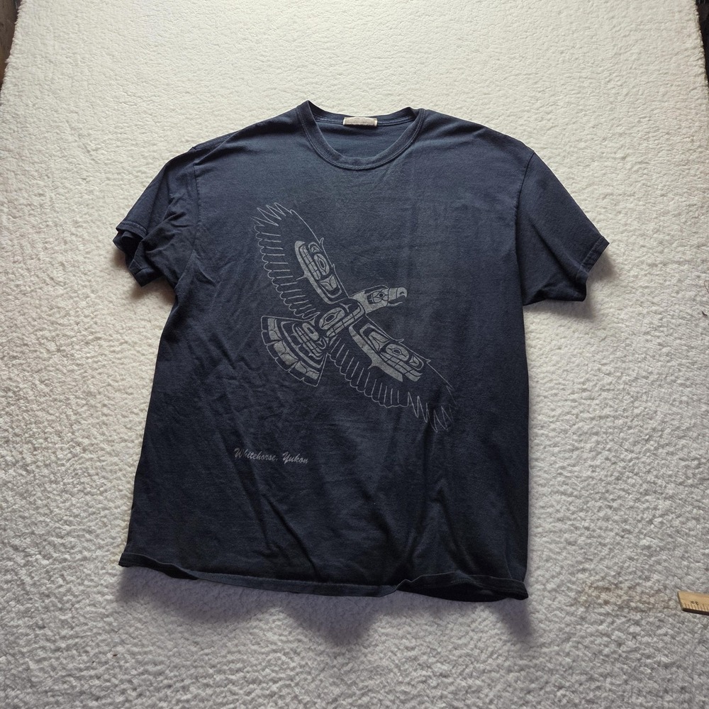 Native Origins Shirt Mens XL Blue Eagle Graphic Tee Whitehorse Yukon Souvenir